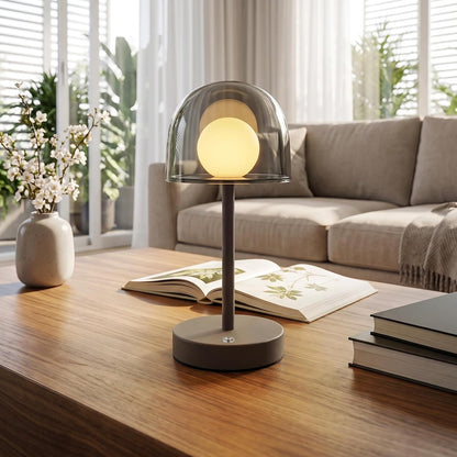 ZMH LED Tischlampe kabellos dimmbar Touch Akku Sandgrau