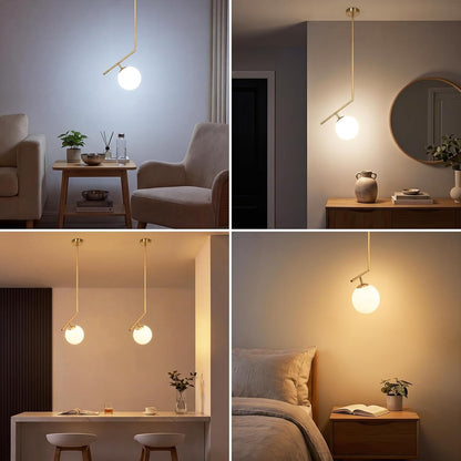 ZMH Pendelleuchte Opal Glas Esstisch Gold Schlafzimmer Modern Hängelampe