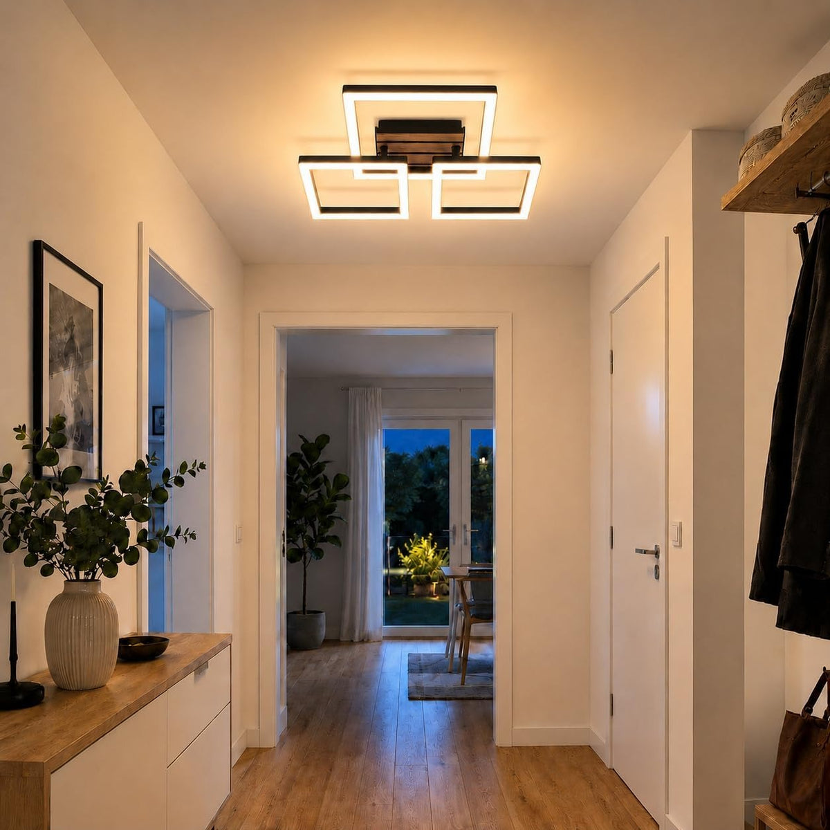 ZMH LED Deckenleuchte Schlafzimmer Deckenlampe 21W Schwarz Küchenlampe