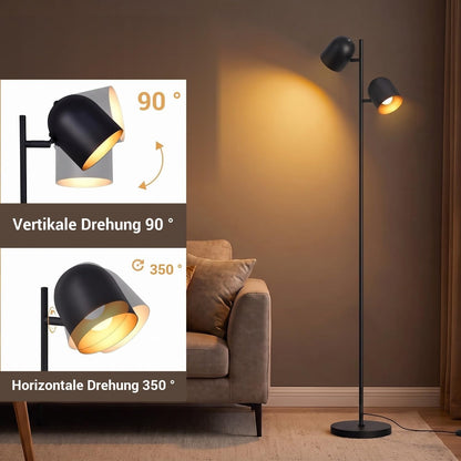 ZMH Stehlampe Wohnzimmer Standleuchte Schwarz Stehleuchte Vintage e14