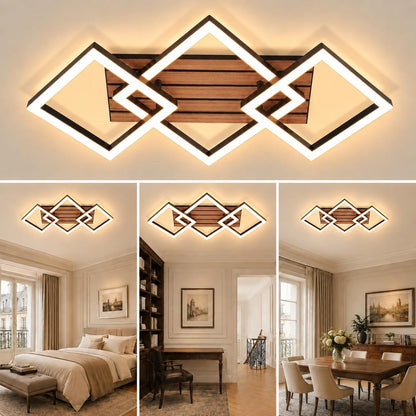 ZMH LED Deckenleuchte Wohnzimmer Deckenlampe 58CM Schwarz Wohnzimmerlampe