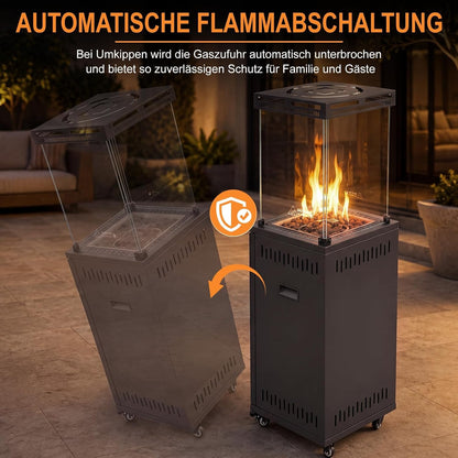 ZMH Heizstrahler Terrasse Gas 13kW Terrassenheizer Mit 360° Lenkrollen