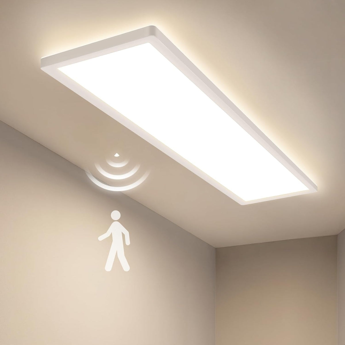 ZMH LED Deckenleuchte mit Bewegungsmelder innen 100x25cm LED Panel
