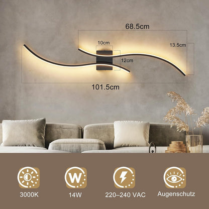 ZMH LED Wandleuchte Innen 100cm - 14W Wandlampe Schwarz Flurlampe Wand | Modern Design 3000K Warmweiß Minimalistische Wandbeleuchtung