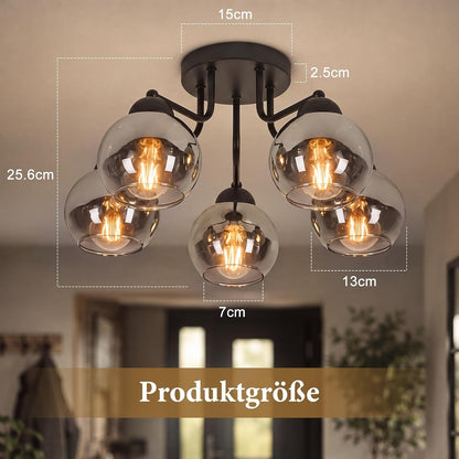 ZMH Deckenlampe Wohnzimmer Glas Deckenleuchte Schlafzimmer Vintage