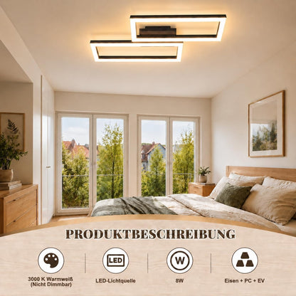 ZMH LED Deckenleuchte Schlafzimmer Deckenlampe 49CM Schwarz in Holzoptik