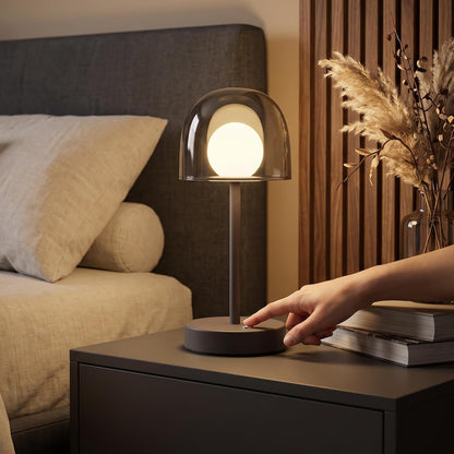 ZMH LED Tischlampe kabellos dimmbar Touch Akku Sandgrau