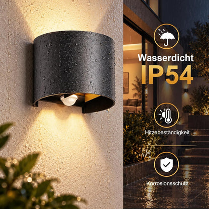 ZMH LED Aussenlampe mit Bewegungsmelder 4 Stück Außenwandleuchte 3000K