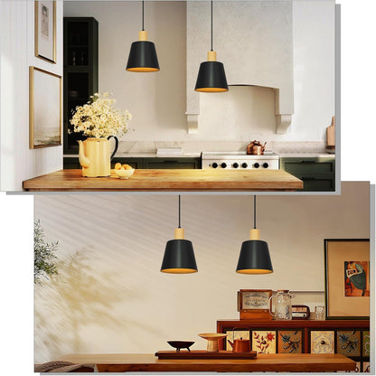 ZMH Hängelampe Vintage Esszimmer Pendelleuchte: 2er Industrial Hängeleuchte Ø20cm Schwarz Metall E27 Esstischlampe Retro Esszimmerlampe 1 Flammig Pendellampe für Küche Schlafzimmer Wohnzimmer Flur Bar