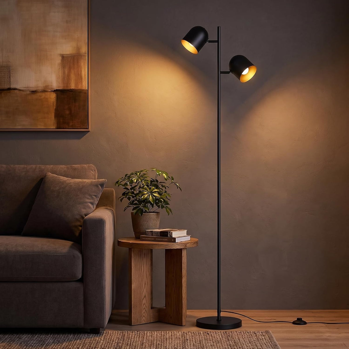 ZMH Stehlampe Wohnzimmer Standleuchte Schwarz Stehleuchte Vintage e14