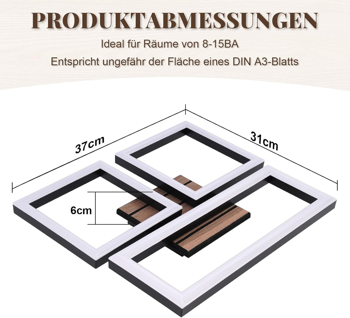 ZMH LED Deckenlampe Wohnzimmer Deckenleuchte Schwarz Wohnzimmerlampe 37cm