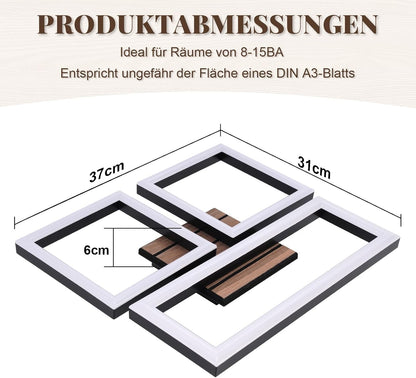 ZMH LED Deckenlampe Wohnzimmer Deckenleuchte Schwarz Wohnzimmerlampe 37cm