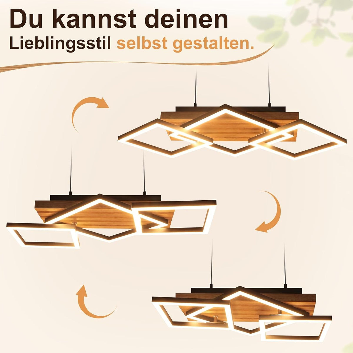 ZMH Pendelleuchte Esstisch Hängelampe Holz Esszimmerlampe Moderne Dimmbar