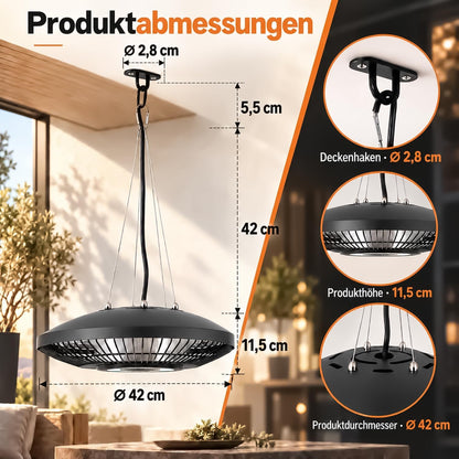 ZMH Infrarotheizung Heizstrahler Deckenmontage Outdoor 2000 Watt Mit