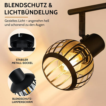 ZMH Deckenstrahler 1-4 Flammig Schwarz Wandlampe Innen E14 Vintage Industria