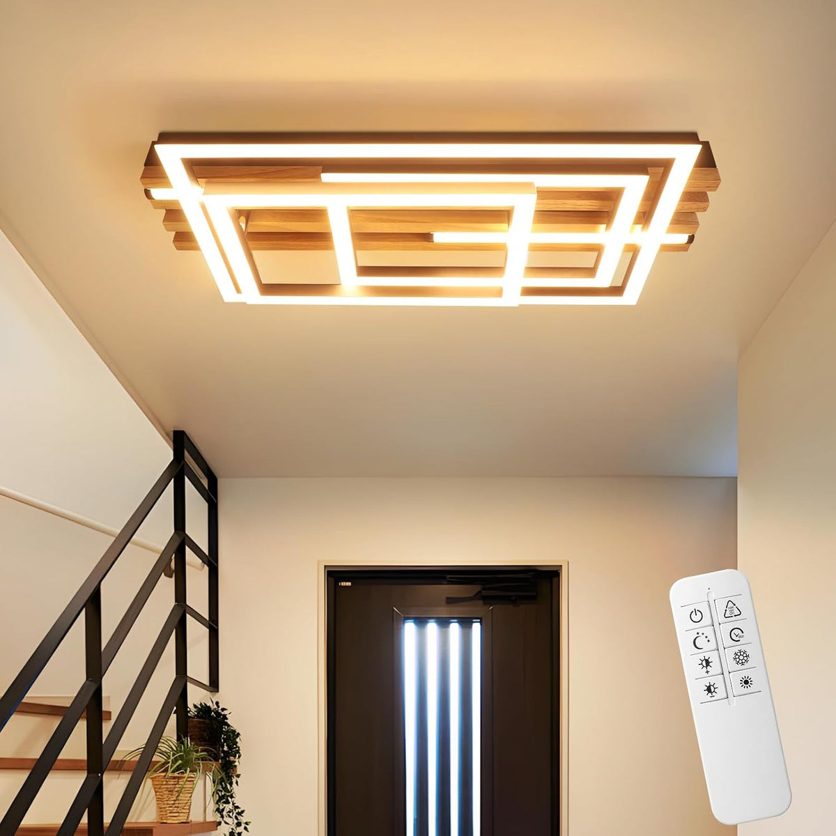 ZMH Deckenlampe LED Deckenleuchte Küche 41W Küchenlampe Schwarz Wohnzimmer