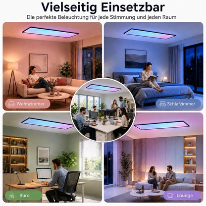 ZMH LED Panel 100x25 Cm Schwarz, LED Deckenleuchte 24 W, Deckenlampe Wohnzimmer