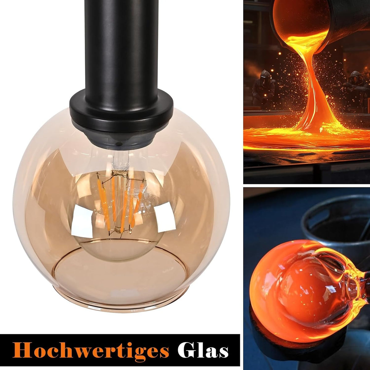 ZMH Pendelleuchte Esstisch Hängeleuchte Glas Hängelampe Vintage 4