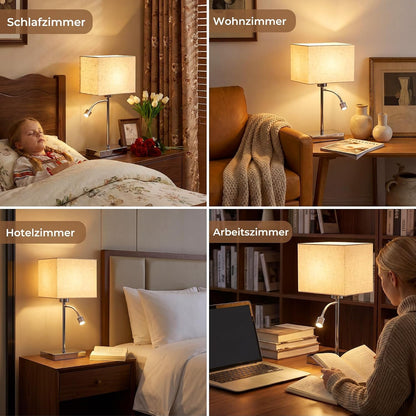 ZMH Schreibtischlampen mit Kabel E27 Tischlampe mit LED Leselampe