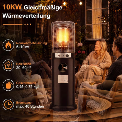 ZMH Heizstrahler Gas Outdoor 10 kW Terrassenstrahler Mit Rollen