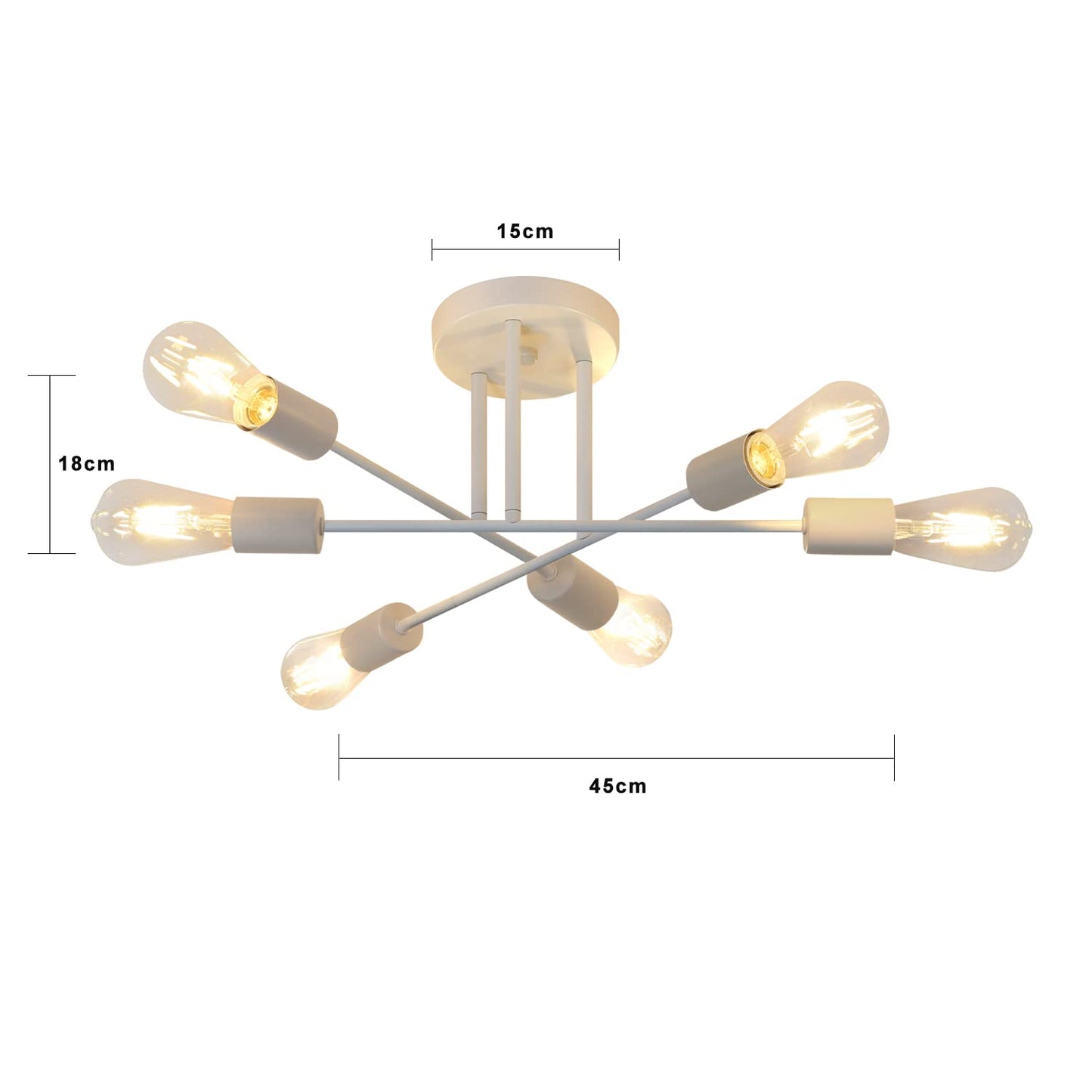 ZMH Deckenlampe Vintage Deckenleuchte Wohnzimmer E27 Retro Schlafzimmerlampe 6 Flammig Kronleuchter Weiß Esstischlampe Industriell Rustikal Stil Beleuchtung (ohne Leuchtmittel)