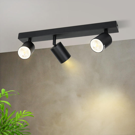 ZMH Deckenleuchte 3 Flammig Deckenlampe Schwarz - Deckenstrahler GU10 Modern Deckenspot Küchelampe Schwenkbar 350° MAX.25W lampe für Wohnzimmer Schlafzimmer Küche Flur (ohne Leuchtmittel)