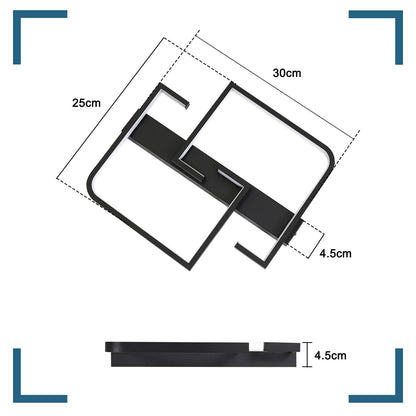 ZMH Deckenleuchte LED Deckenlampe Schwarz Klein Flurlampe 19W 30CM Küchenlampe Modern Warmweiß 3000K Geometrie Design Schlafzimmerlampe für Flur Schlafzimmer Küche Wohnzimmer Studio