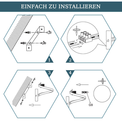 ZMH Wandleuchte Badezimmer Wandspots Glaskugel - Wandlampe G9 Schwarz Flurlampe Metall Küche Flurlampe Wandstrahler 1 Flammig Weiß Innen Wohnzimmerlampe für Schlafzimmer Treppen Kinderzimmer