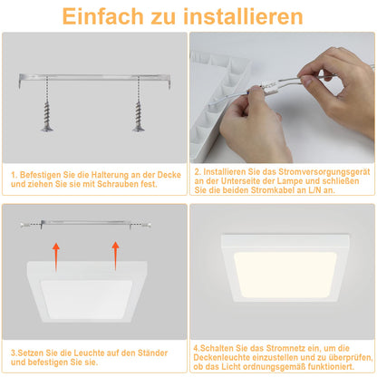 ZMH LED Deckenleuchte Flach Badezimmer 18W - Deckenlampe 4000K IP44 Schlafzimmerlampe Modern Ø23CM Eckig LED Lampe Weiß Neutralweiß Wasserfest für Flur Küche Büro Wohnzimmer