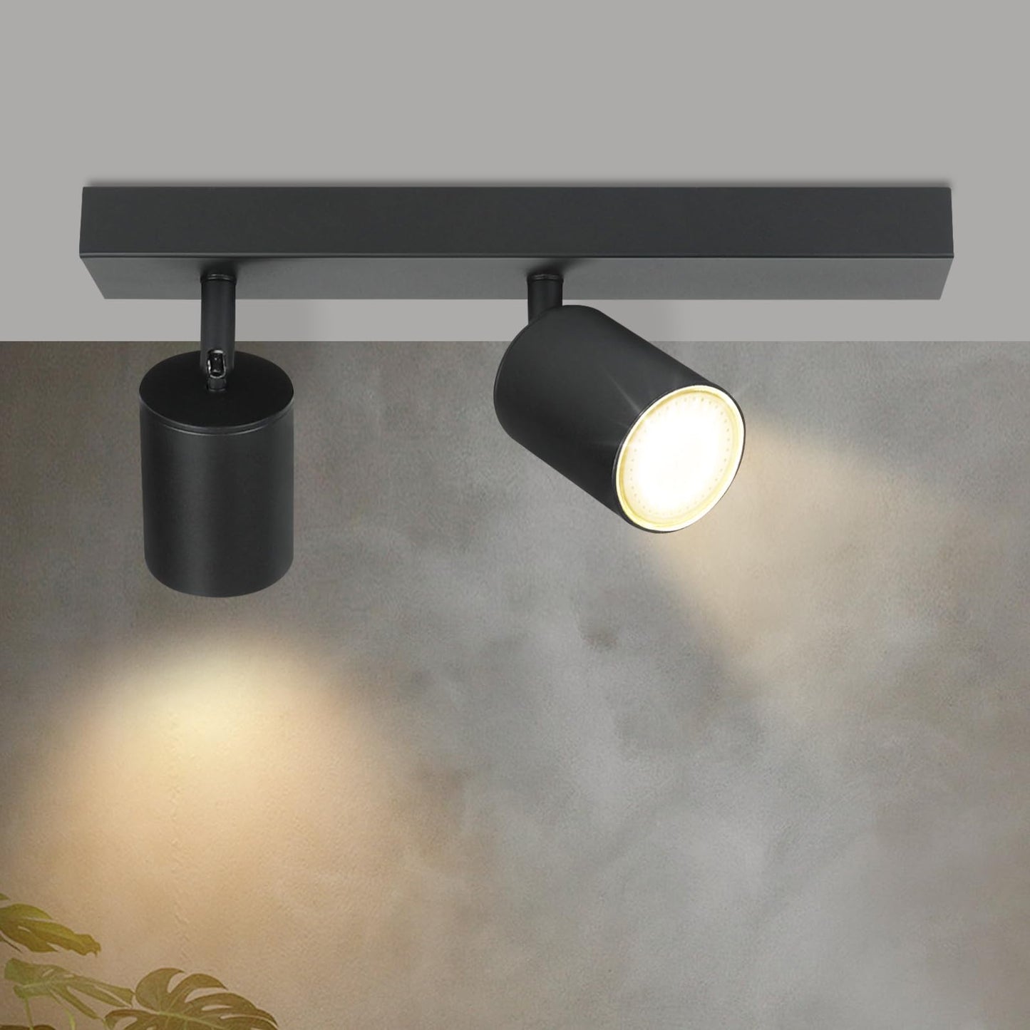 ZMH Deckenlampe 2 Flammig Deckenstrahler Schwarz - Flur Deckenleuchte GU10 Modern Deckenspot Schwenkbar 350° MAX.25W Wandstrahler lampe für Wohnzimmer Schlafzimmer Küche (ohne Leuchtmittel)