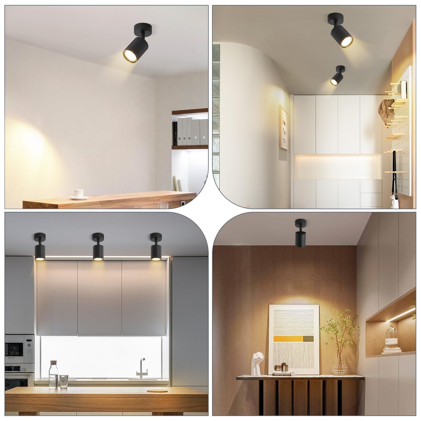 ZMH LED Deckenleuchte Schwarz Deckenstrahler: GU10 Deckenlampe Spots 1 Flammig 330°Schwenkbar Deckenspots Modern Flurlampe Industrial Wandstrahler für Wohnzimmer Schlafzimmer Küche Ohne Leuchtmittel