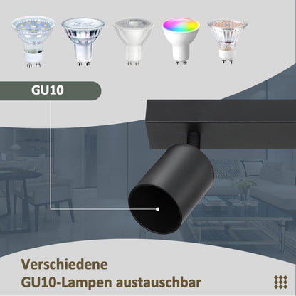 ZMH Deckenlampe 2 Flammig Deckenstrahler Schwarz - Flur Deckenleuchte GU10 Modern Deckenspot Schwenkbar 350° MAX.25W Wandstrahler lampe für Wohnzimmer Schlafzimmer Küche (ohne Leuchtmittel)