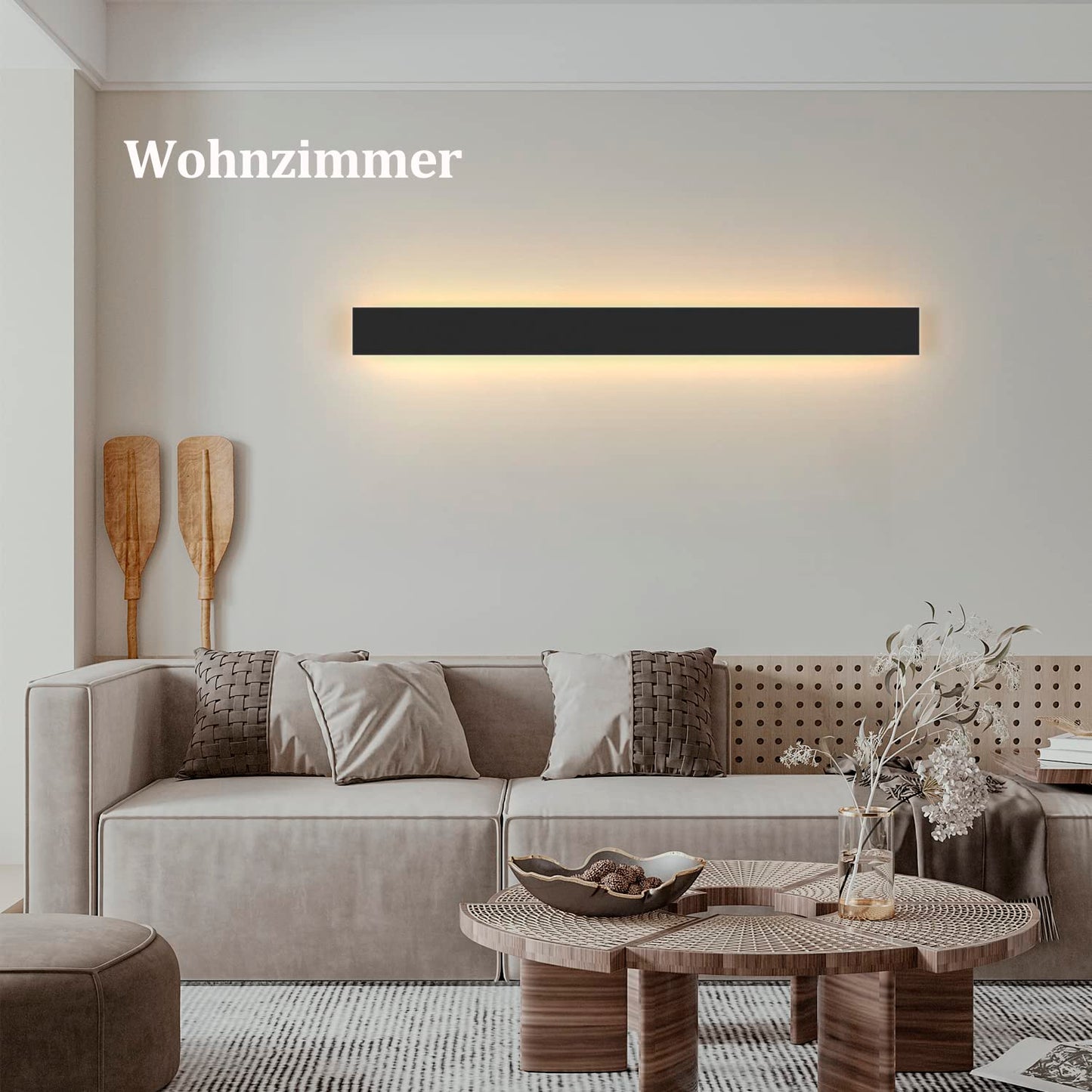 ZMH Wandleuchte LED außen Wandlampe - 100CM Außenleuchte schwarz 3000K IP65 Wasserdicht lange Außenlampe 32W Villa Außenwandleuchte aus Acryl Außenbeleuchtung für Hauswand Gärten Terrasse