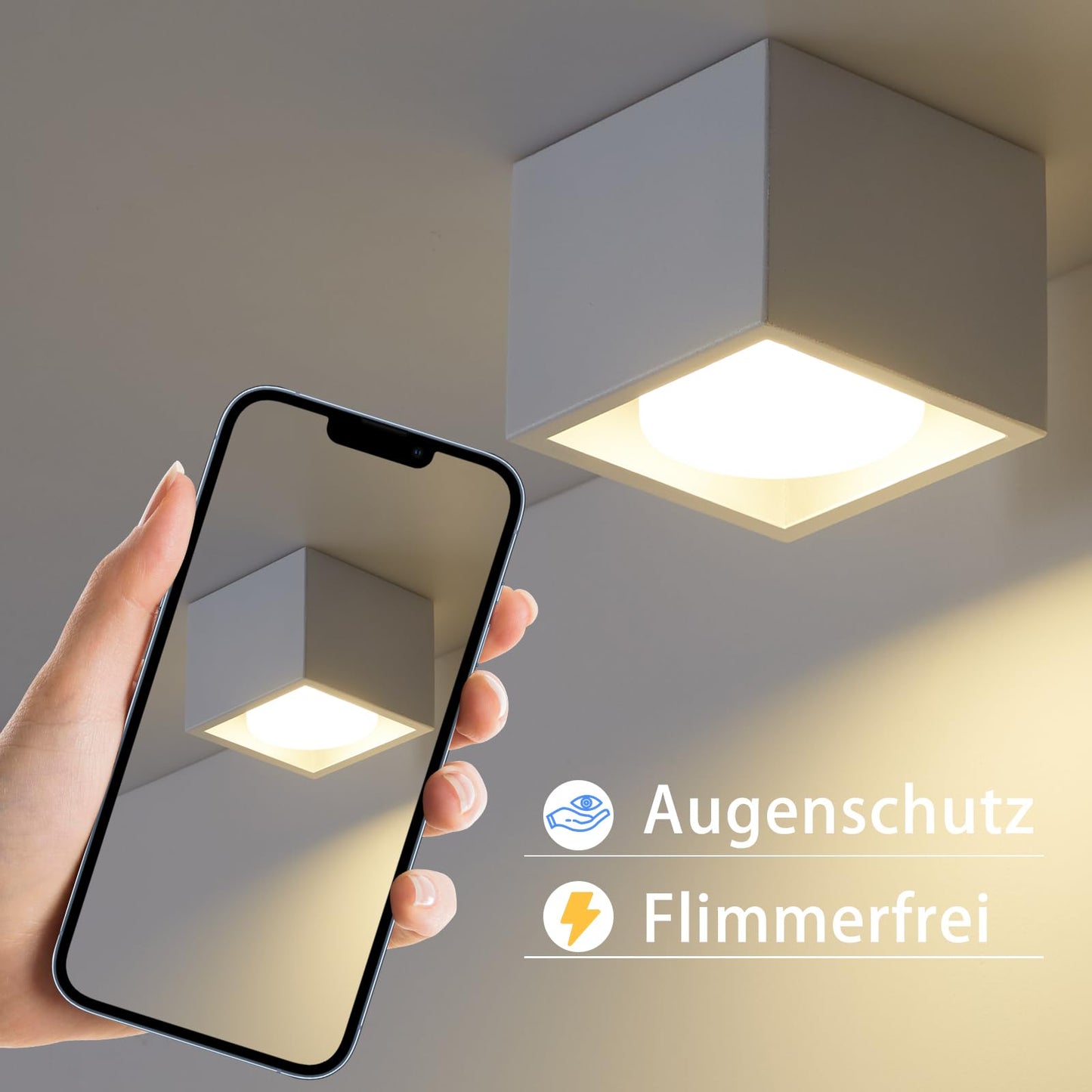 ZMH Deckenspots LED Weiß Aufbaustrahler - Spots Deckenleuchte Aufputz Warmweiß Deckenstrahler Eckig GX53 Spotleuchte 5W Flach Aufbauspot Schwenkbar für Küche Wohnzimmer Esszimmer Korridor Flur