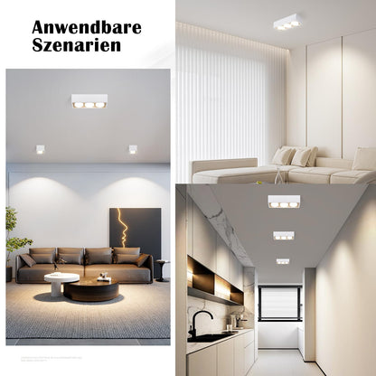 ZMH Deckenleuchte Aufputz LED Deckenspots - Weiß Deckenstrahler Modern Aufbaustrahler mit 3 Flammig Schwenkbar Aufbauspot Eckig Warmweiß 3x5W GX53 für Küche Wohnzimmer Esszimmer Schlafzimmer Flur