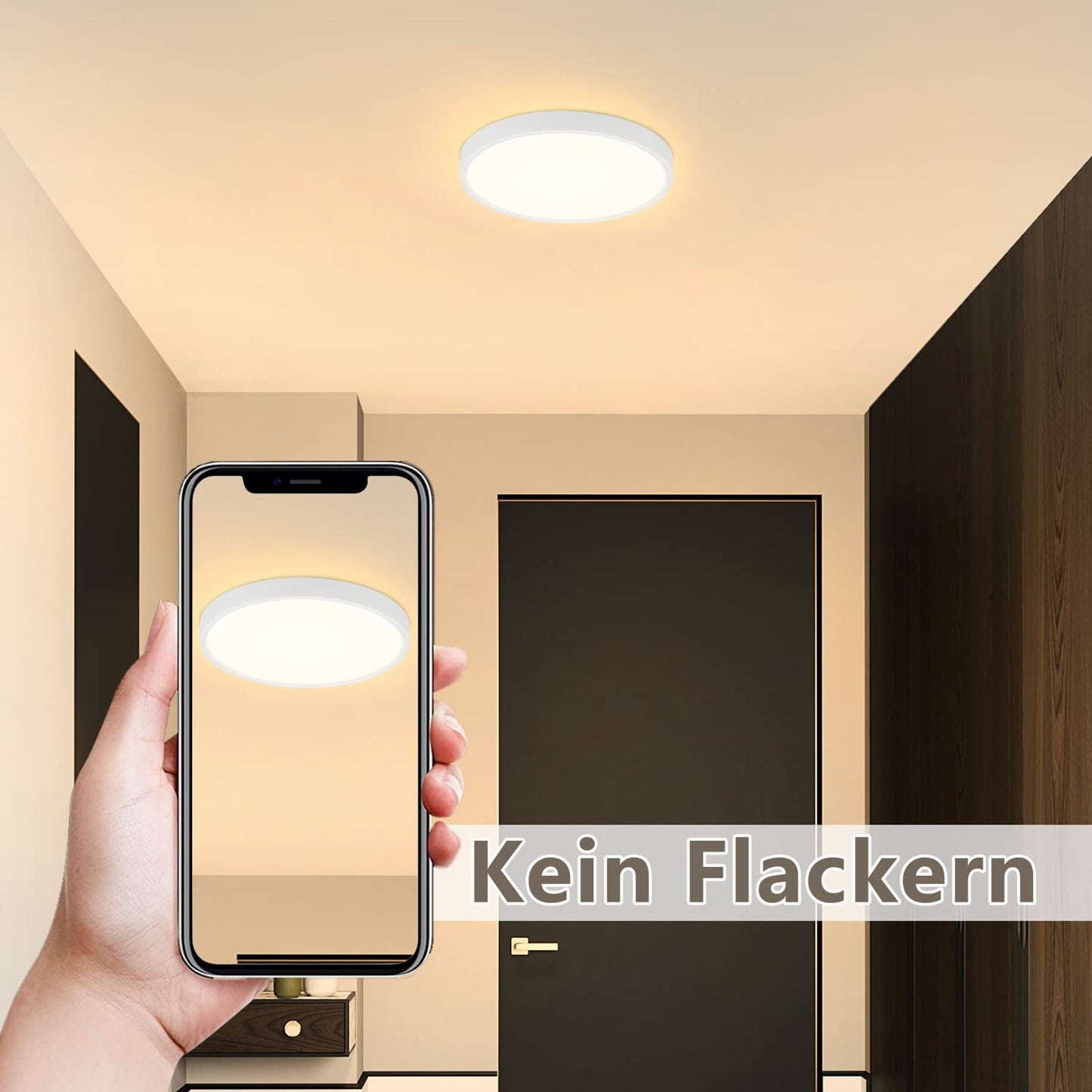 ZMH Deckenlampe LED Deckenleuchte Flach - Flurlampe 8W Badlampe Rund Flur Deckenbeleuchtung Warmeweiß Schlafzimmerlampe Klein Badezimmerlampe IP44 Küchenlampe Ø17cm für Schlafzimmer Badezimmer Küche