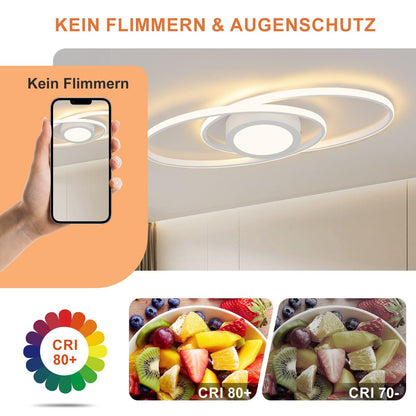 ZMH LED Deckenleuchte Flach Wohnzimmer - Wohnzimmerlampe 48W Dimmbar Deckenlampe Metall Schlafzimmerlampe Weiß mit Fernbedienung 3000K-6500K Modern für Schlafzimmer Kinderzimmer Büro Balkon