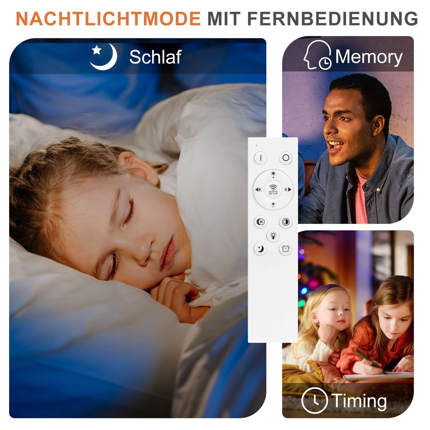 ZMH LED Deckenleuchte Flach Wohnzimmer - Wohnzimmerlampe 48W Dimmbar Deckenlampe Metall Schlafzimmerlampe Weiß mit Fernbedienung 3000K-6500K Modern für Schlafzimmer Kinderzimmer Büro Balkon