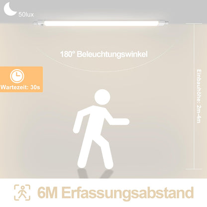 ZMH LED Feuchtraumleuchte 120CM mit Bewegungsmelder Deckenlampe - 36W Werkstattlampe IP65 Wasserfest Kellerlampe Neutralweiß 4000K Leuchtstoffröhre für Garage Werkstatt Küche Warenhaus Bad Büro