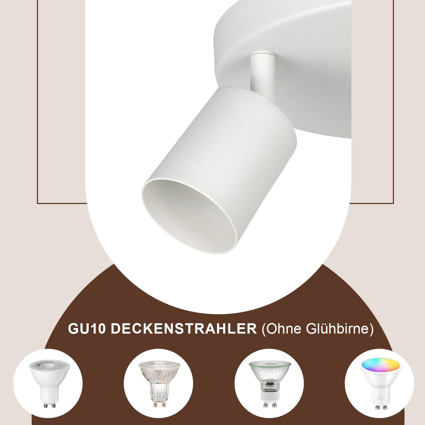 ZMH LED Deckenlampe Flur Deckenleuchte Wohnzimmer - Deckenstrahler 3 Flammig Modern Strahler Weiß Rund Deckenspots GU10 Metall Flurlampe Spot Schwenkbar Design Spotleuchte für Schlafzimmer Küche