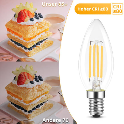 ZMH 10er pack LED E14 Glühbirne Leuchtmittel: Warmweiß Lampe kerze 4W 2700K Filament Birne Retro Edison C35 Glühlampe Vintage Light Bulb Glas Energiesparlampe - Nicht Dimmbar