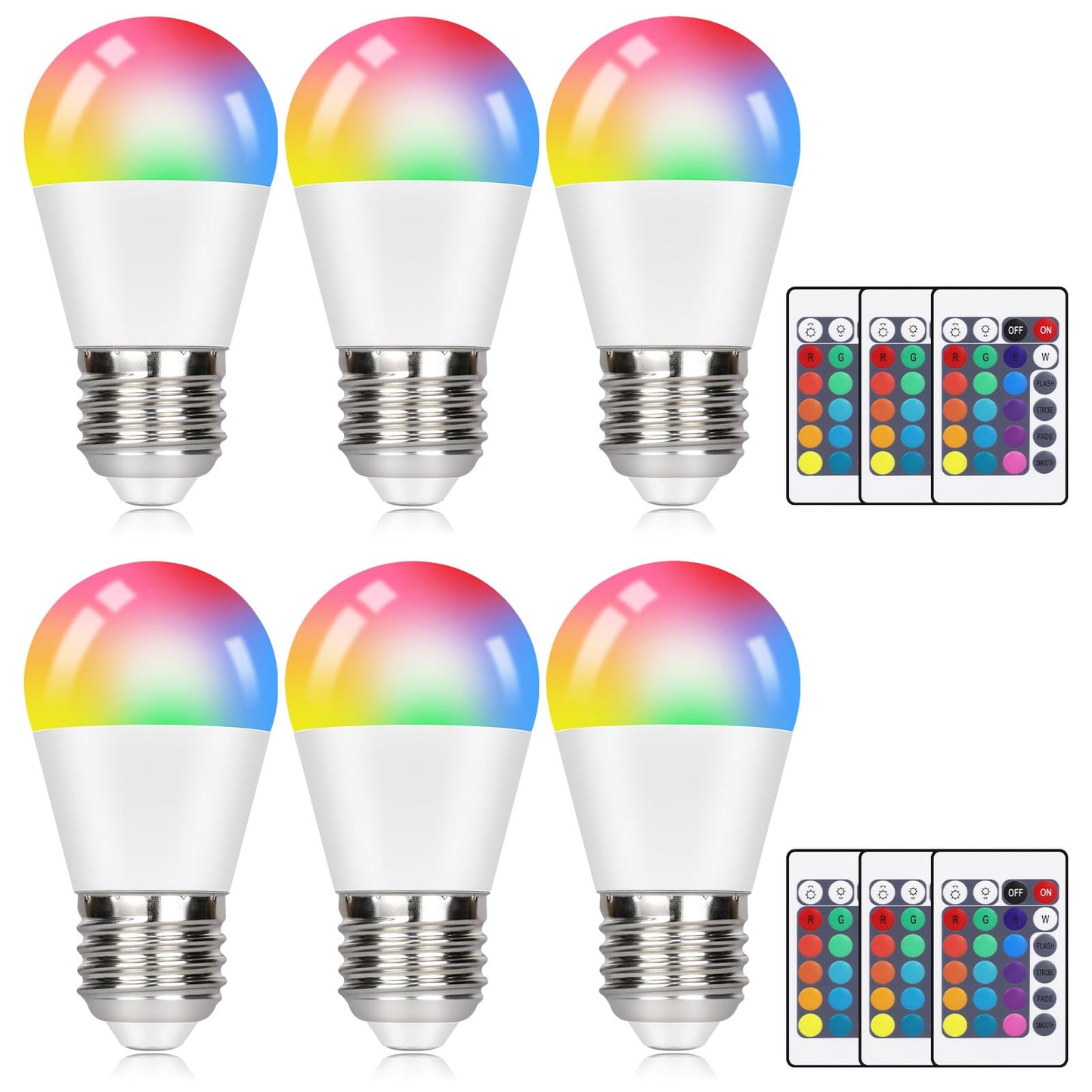 ZMH E27 LED Warmweiß RGB Lampe: 6er Pack Glühbirne dimmbar 3000K farbige Edison Leuchtmittel mit Fernbedienung farbwechsel Glühlampe 4W (ersetzt 35W) 16 Farben LED Birnen für Bar KTV Party