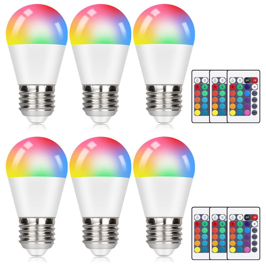 ZMH E27 LED Warmweiß RGB Lampe: 6er Pack Glühbirne dimmbar 3000K farbige Edison Leuchtmittel mit Fernbedienung farbwechsel Glühlampe 4W (ersetzt 35W) 16 Farben LED Birnen für Bar KTV Party