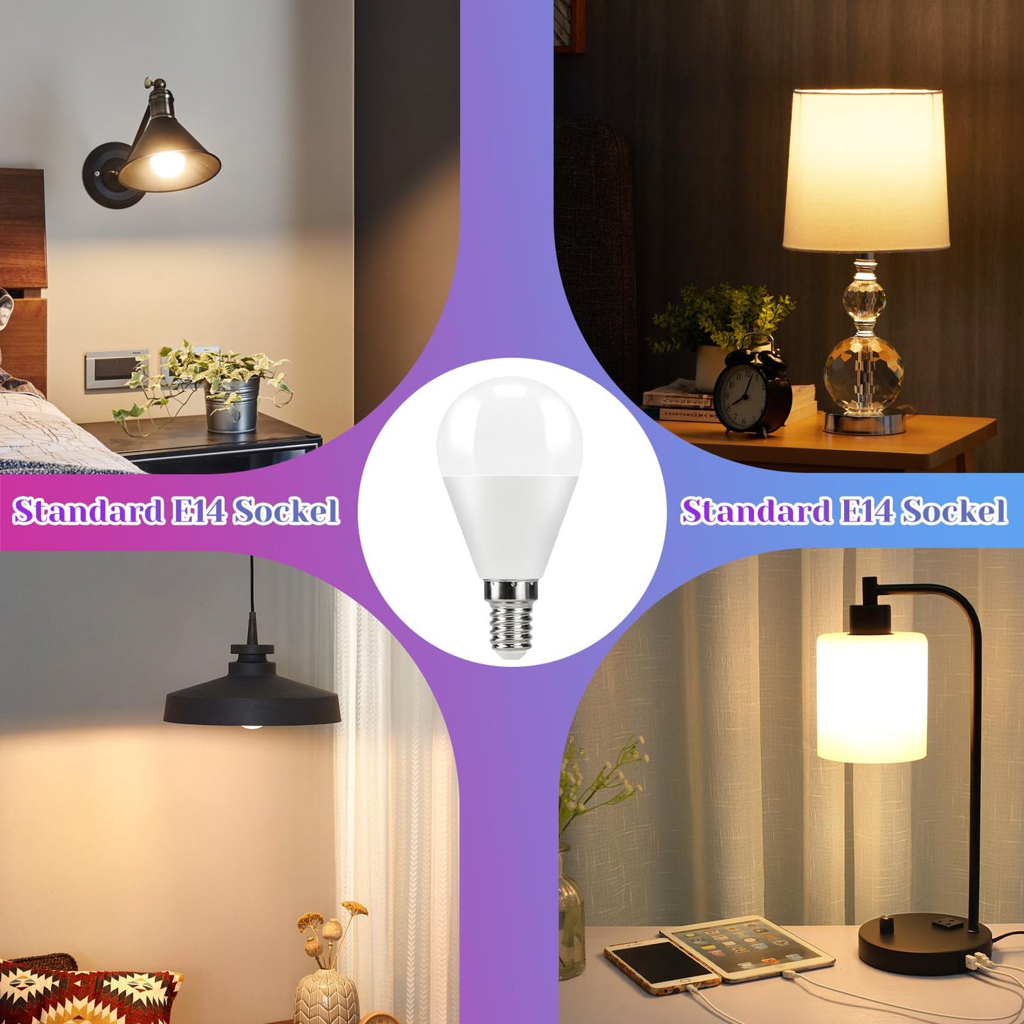 ZMH LED E14 Lampe RGB Glühbirne - 2er Pack Farbwechsel Leuchtmittel Warmweiß 3000K Edison Bulb 4W Dimmbar Farbige Birne Deko für Party Bar KTV