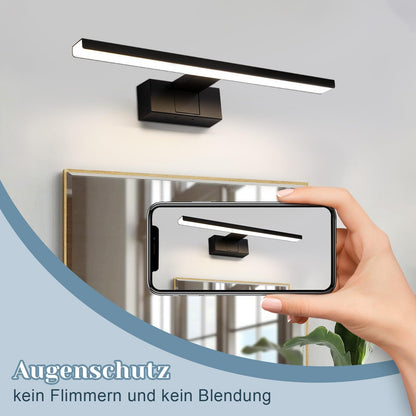 ZMH Spiegellampe LED Spiegelleuchte Bad - 40CM Badezimmer Schwarz Badlampe Wand Wasserdicht IP44 Wandlampe Modern Neutralweiß 4000K Weiß Wandleuchte für Keller Küche Badschrank