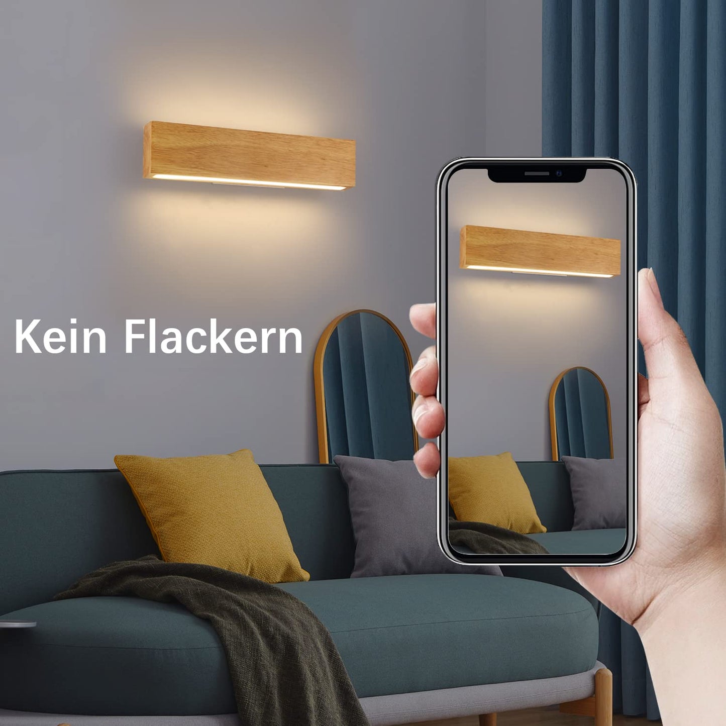 ZMH LED Wandleuchte innen Wandlampe - 32CM Holz Modern Flurlampe Up und Down Design Treppenhauslampe Indirekt 11W 3000K Warmweiß Wandbeleuchtung für Wohnzimmer Schlafzimmer Flur Treppenhaus Bett Küche