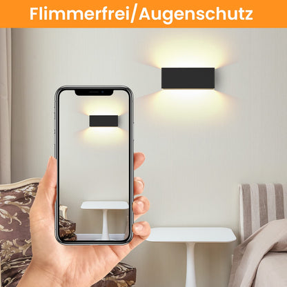 ZMH LED Wandleuchte Innen Wandlampe - 5W Wandbeleuchtung Schwarz Wandstrahler Up Down Flurlampe Wand Treppenlampe Einstellbarer Strahl 3000K Warmweiß für Schlafzimmer Treppenhaus Flur Wohnzimmer