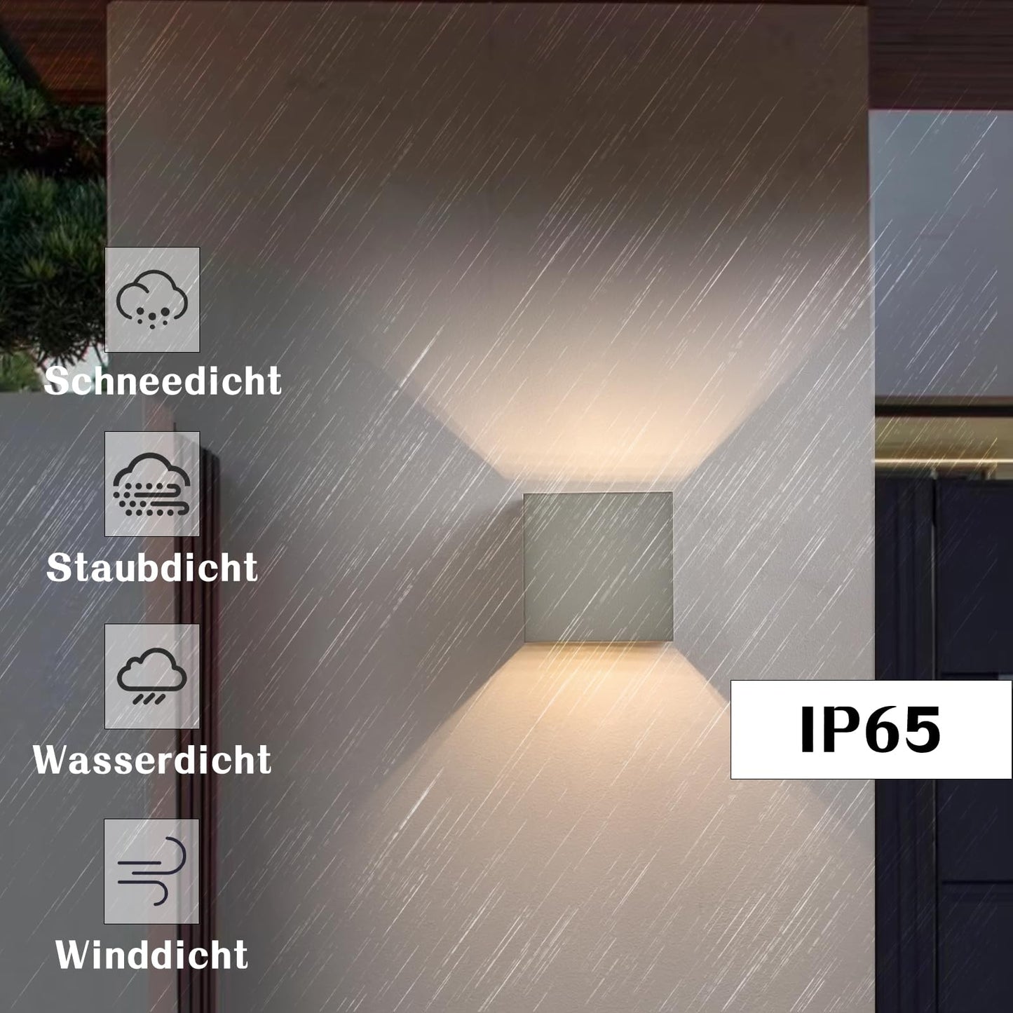 ZMH LED Wandleuchte Innen Wandlampe - 2ER Set Außenwandleuchten Grau Wandbeleuchtung Aussen Aussenlampe Außenlampe Up Down Außenleuchte IP65 Außenbeleuchtung 3000K Warmweiß für Hauswand Garten