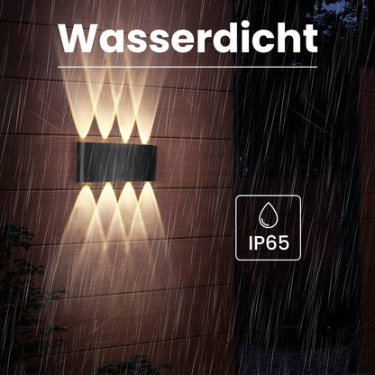 ZMH LED Wandleuchte Innen Wandlampe - 2ER Außenwandleuchten Schwarz Wandbeleuchtung Aussen 7W Aussenlampe IP65 Außenlampe Up Down Wandstrahler 3000K Warmweiß Außenleuchte für Hauswand Garten Flur