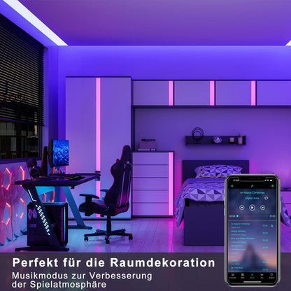 ZMH Led Streifen 10M RGB LED Strip Bluetooth LED Lichterkette Selbstklebend mit APP und Fernbedienung Smart Lichtband Timer Lichtband Fernseher Musik Sync LED Band für Zuhause Party